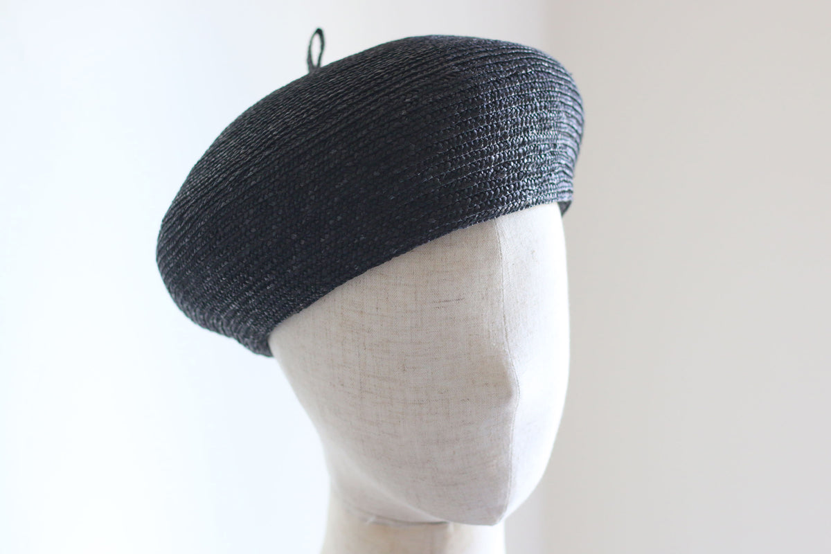 即納＞麦わら素材のベレー帽 Black Elie ブラックエリー – Grosgrain