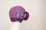 Load image into Gallery viewer, Mauve Cloche with purple Hydrangeas
