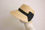 Load image into Gallery viewer, Wide-Brimmed bonnet Straw Hat Cecil back-style ribbon
