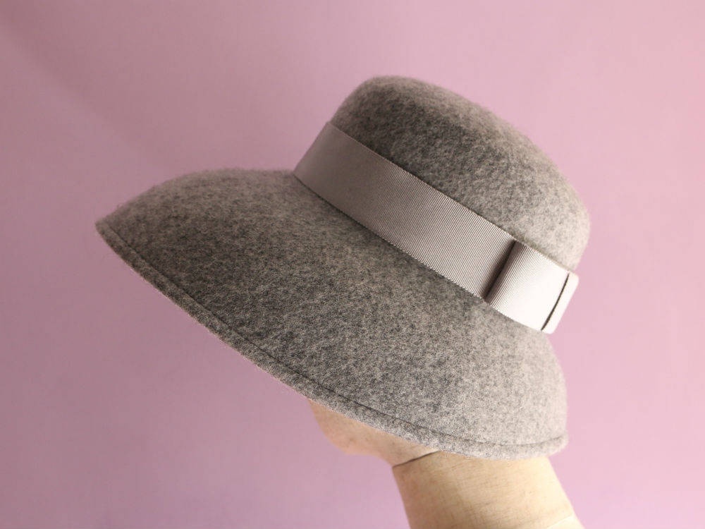 Light Gray Wool Downturned brim Hat "Cecil"