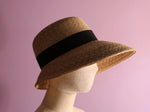 Load image into Gallery viewer, Grosgrain natural straw hat bonnet style Cecil 広つばの麦わら帽子　セシル　グログラン
