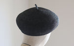Load image into Gallery viewer, Grosgrain black straw beret natural straw beret グログラン　黒麦のベレー
