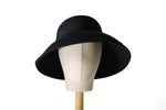 Load image into Gallery viewer, Grosgrain Cecil Black curved brim Audrey Hat Felt Black Hat
