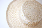 Charger l&#39;image dans la galerie, Grosgrain Sisal lace white boater hat with chin straps
