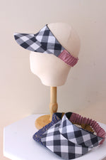 Load image into Gallery viewer, gingham linen cotton natural Fabric Sun Visor sun visor
