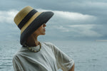 Load image into Gallery viewer, Two Tone Downturned Brim Straw Hat Hepburn Style Hat Two-tone Holly
