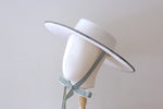 Lade das Bild in den Galerie-Viewer, Grosgrain white wool felt wide-brimmed boater  with chin strap ribbons
