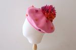 Load image into Gallery viewer, Grosgrain wool 100% pompom berets in pink
