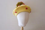 将图片加载到图库查看器，Grosgrain wool 100% pompom berets in yellow
