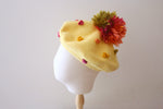 Load image into Gallery viewer, Grosgrain wool 100% pompom berets in yellow
