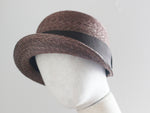 画像をギャラリービューアに読み込む, Grosgrain Brown straw cap style hat made in Japan

