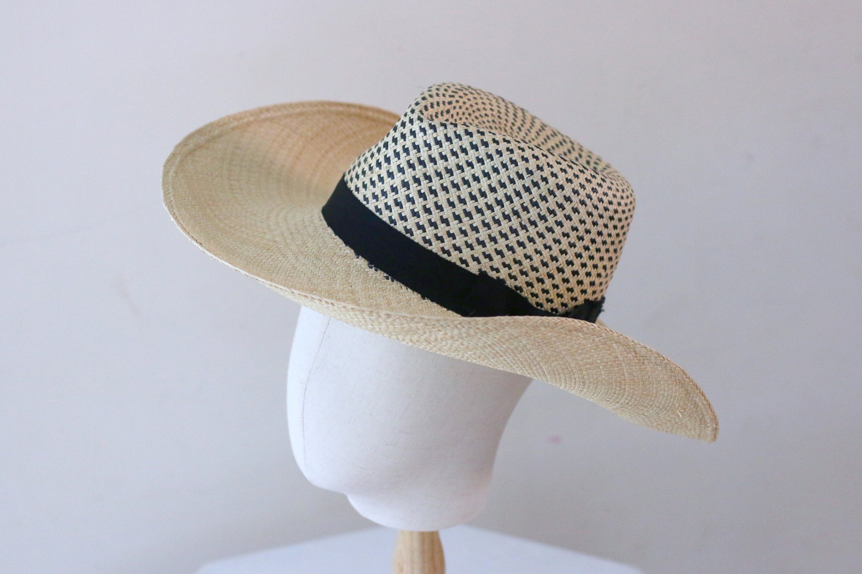 Grosgrain Patterned Panama Cowboy Hat