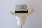 Load image into Gallery viewer, Grosgrain Patterned Panama Cowboy Hat
