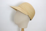 Load image into Gallery viewer, Grosgrain natural straw cap on a mannequin head against a plain background
