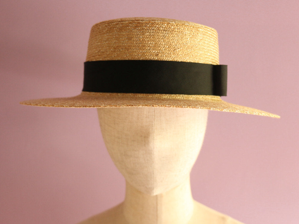 Ready-to-Ship Wide-brimmed Boater Fred -Grosgrain