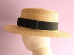 Load image into Gallery viewer, Ready-to-Ship Wide-brimmed Boater Fred -Grosgrain
