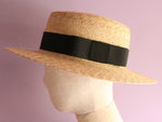 Charger l&#39;image dans la galerie, Ready-to-Ship Wide-brimmed Boater Fred -Grosgrain
