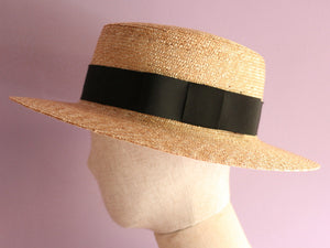Ready-to-Ship Wide-brimmed Boater Fred -Grosgrain