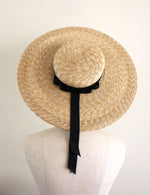 Load image into Gallery viewer, Natural Straw Wide-Brimmed Saucer Boater Hat "Kate" made in Japan
