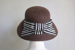 Load image into Gallery viewer, Brown Wool Audrey Hat Cecil Stripe
