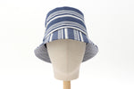 Lade das Bild in den Galerie-Viewer, Navy Striped Organic Cotton Bucket Hat with Wattle / Mimosa Embroidery
