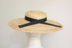 将图片加载到图库查看器，Natural Straw Wide-Brimmed Saucer Boater Hat &quot;Kate&quot; made in Japan
