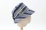 Cargar imagen en el visor de la galería, Navy Striped Organic Cotton Bucket Hat with Wattle / Mimosa Embroidery
