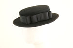 Load image into Gallery viewer, Black Wool Felt Boater Hat Vivien
