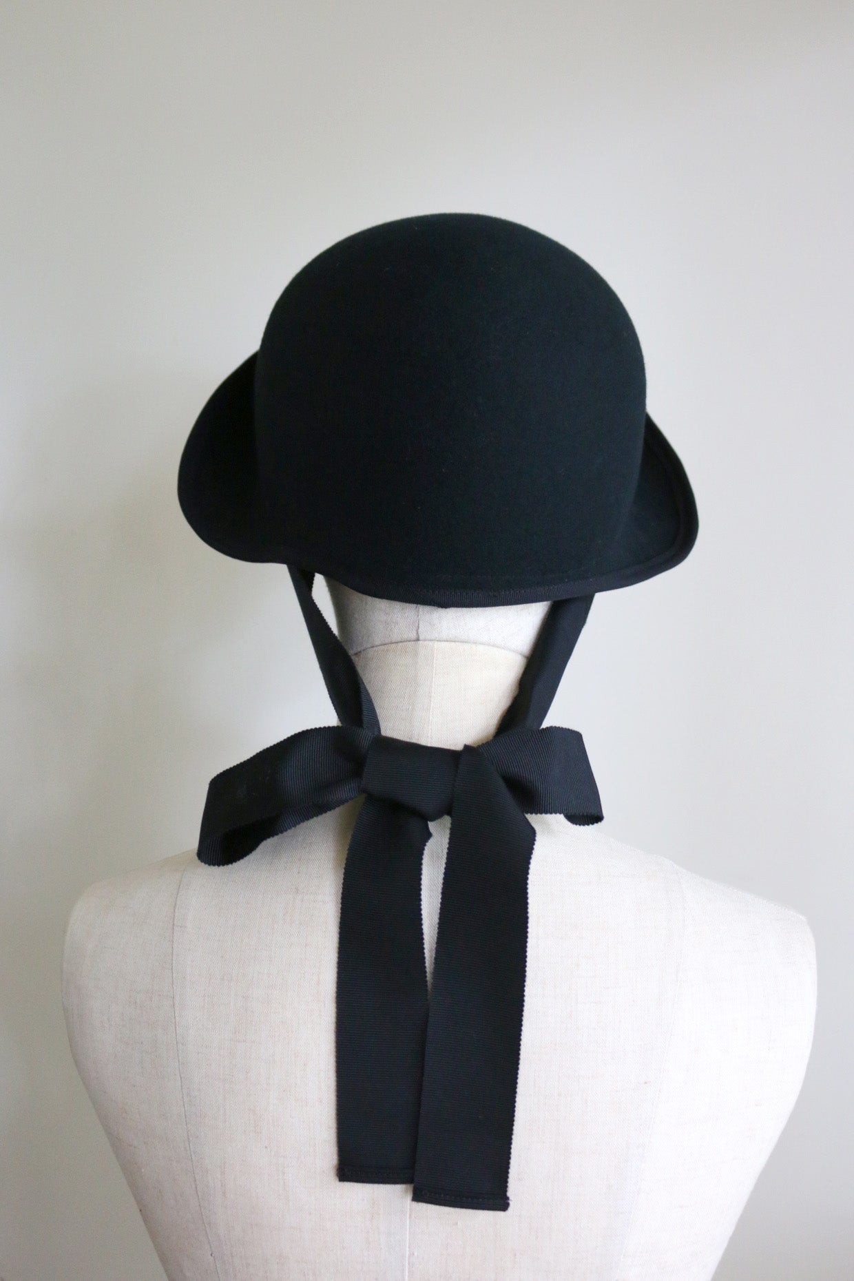 Black Wool Cloche with Veiling Grace