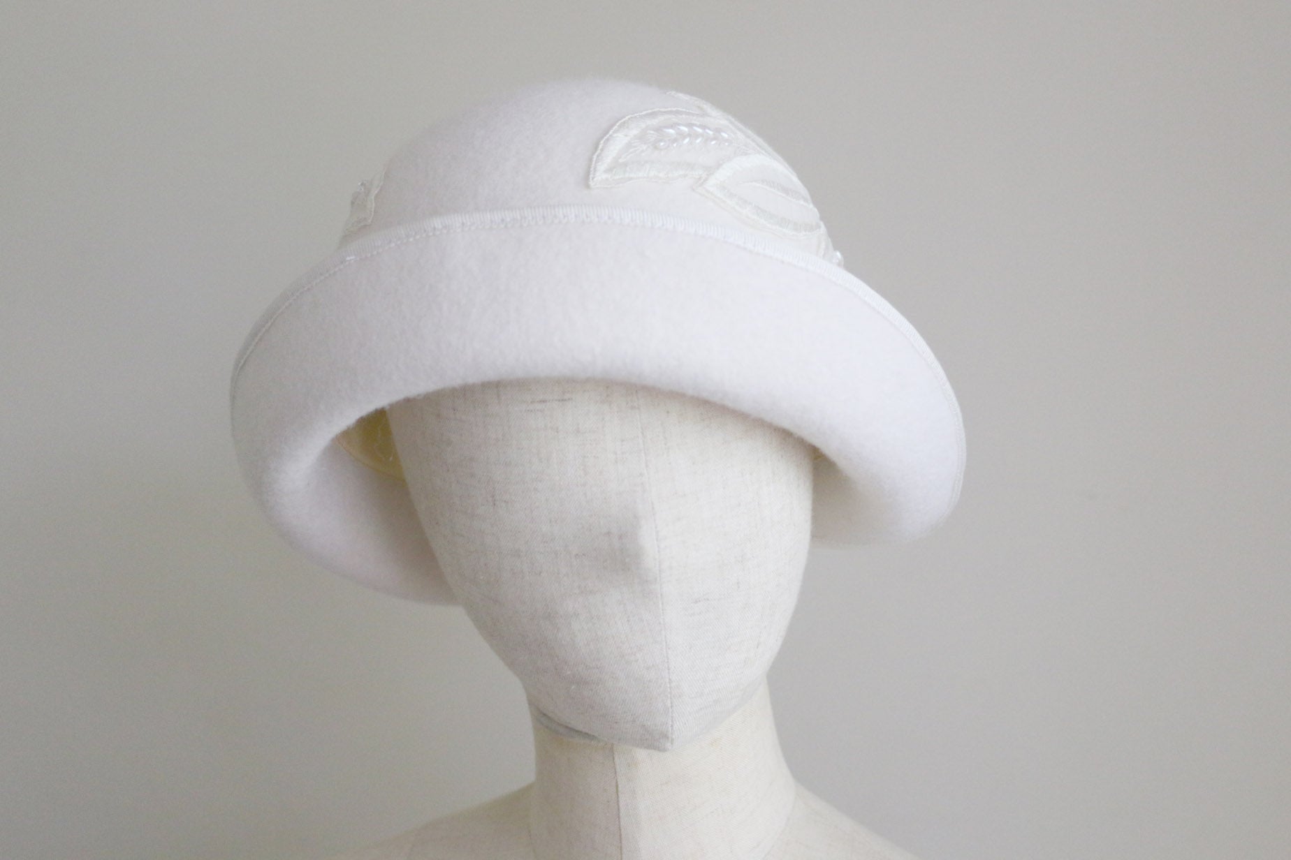 1920s Inspired White Cloche for wedding