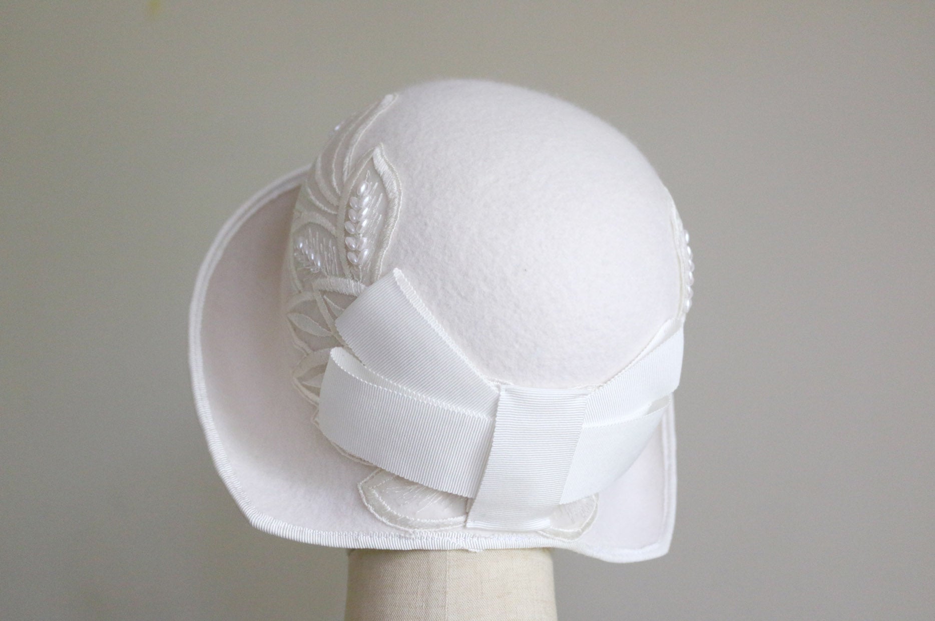 1920s Inspired White Cloche for wedding
