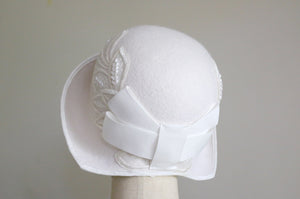 1920s Inspired White Cloche for wedding
