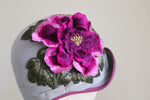 将图片加载到图库查看器，1920s Inspired Cloche Light Grey with Magenta Rose
