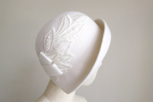 1920s Inspired White Cloche for wedding