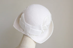 1920s Inspired White Cloche for wedding