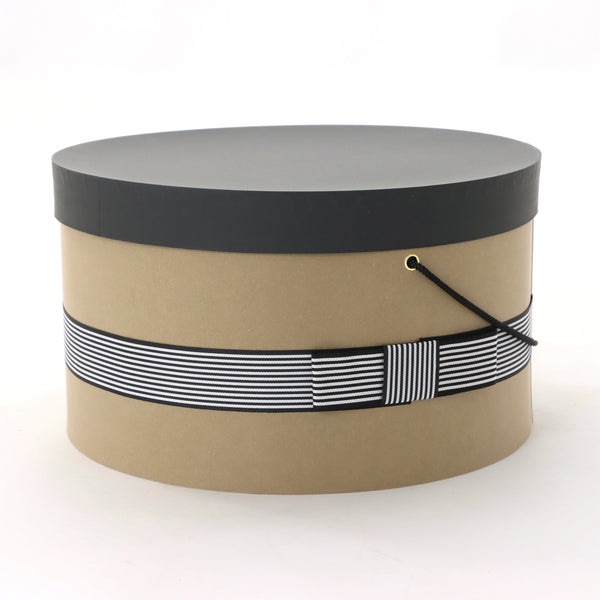 Round Hat Box with a strap / ethically made with recycled paper -Grosg –  Grosgrain