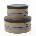 Load image into Gallery viewer, Round Hat Box with a strap / ethically made with recycled paper -Grosgrain
