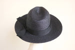 Load image into Gallery viewer, Wide Brimmed Fine Straw Fedora Hat Alex Black
