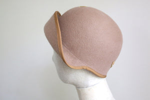 1920s Vintage Inspired Cloche Beige with Gold and deep Shampagne Colour embroidery Applique