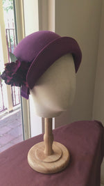 Load and play video in Gallery viewer, Mauve Cloche with purple Hydrangeas
