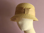 Cargar imagen en el visor de la galería, A Cloche Straw Hat &quot;Marie Navy&quot;
