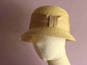 A Cloche Straw Hat "Marie Navy"