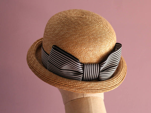 Natural Straw Bowler Hat Nicole – Grosgrain - Main Image