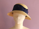 Muat gambar ke penampil Galeri, A Cloche Straw Hat &quot;Marie Navy&quot;
