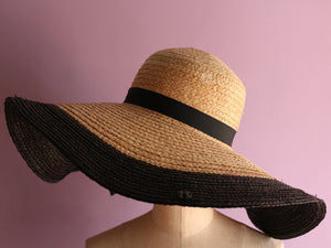 Two Tone Raffia Vacation Hat "Olivia"