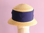 Cargar imagen en el visor de la galería, A Cloche Straw Hat &quot;Marie Navy&quot;
