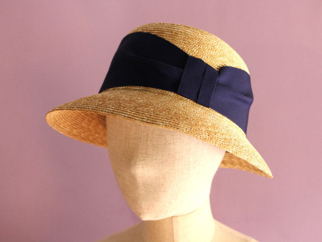 A Cloche Straw Hat "Marie Navy"