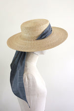 Charger l&#39;image dans la galerie, Wide Brimmed Boater with Hand-Printed Scarf
