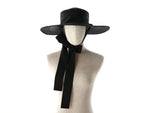 Lade das Bild in den Galerie-Viewer, Wide Brimmed Boater Hat with long ribbon &quot;Amal Black&quot;
