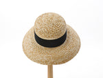 Load image into Gallery viewer, Downturned Brim Hat made of classic straw braids Gardenia
